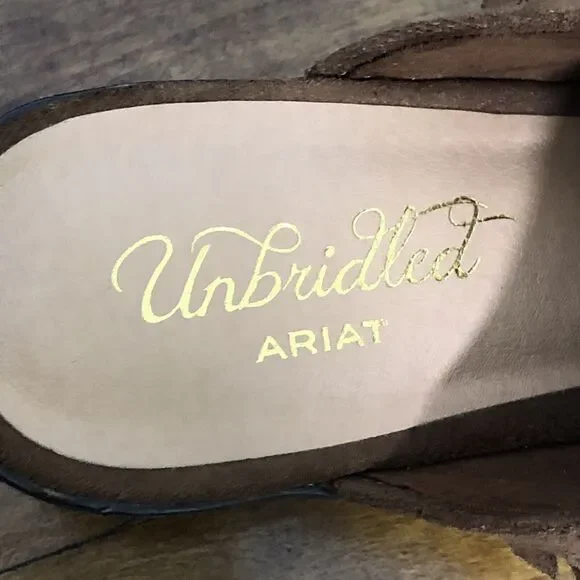 Ariat Unbridled Mules Women’s 6 Brown Whiskey Leather Shirley Fringe Western - Picture 9 of 12